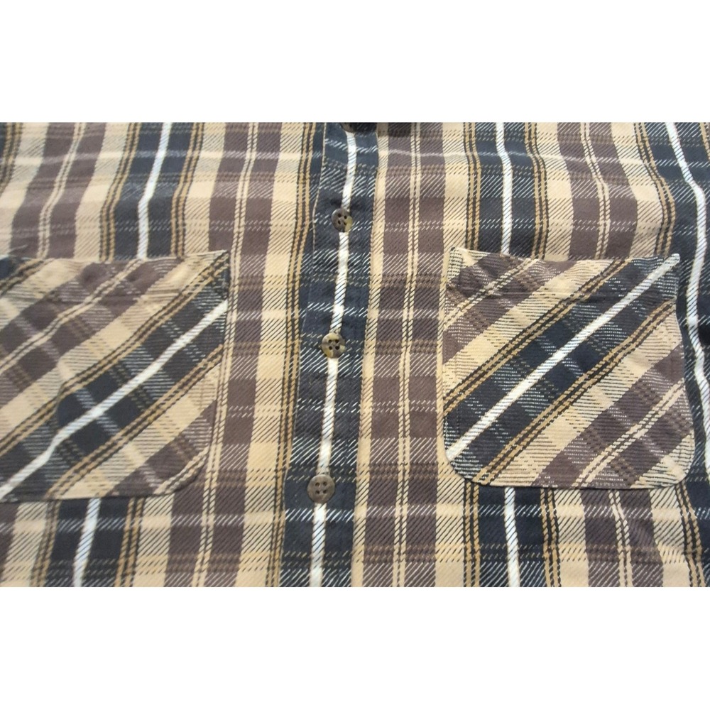 VTG St. John Bay men's brown plaid flannel button up long sleeve shirt LG Cotton - Picture 3 of 14